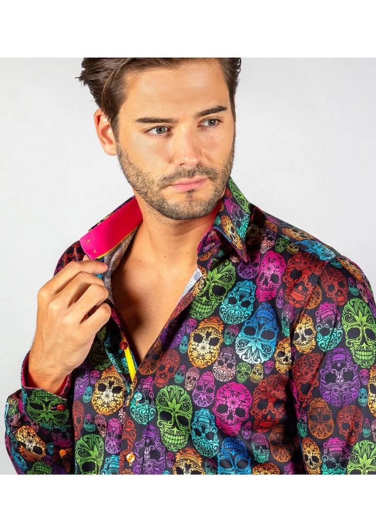 Claudio Lugli Mens Bright Skulls Shirt Black New In