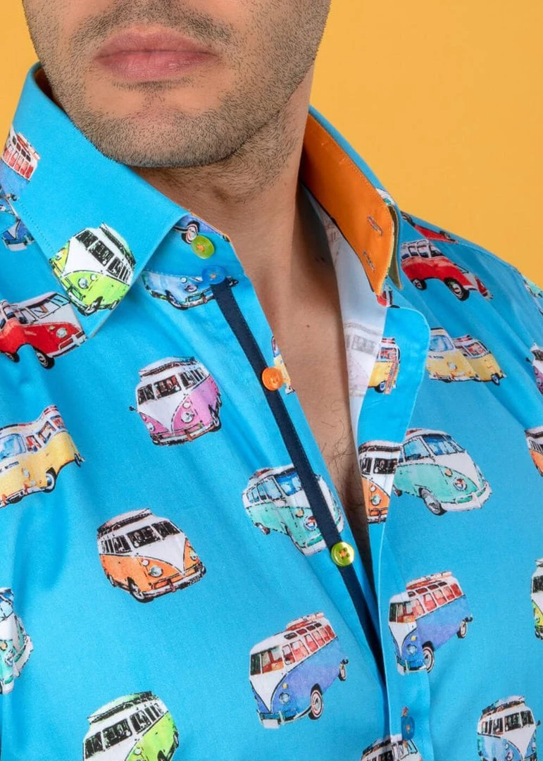 Claudio Lugli Mens Vans Shirt Blue New In