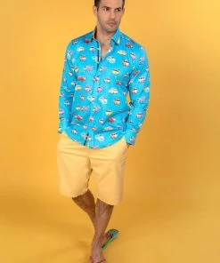 Claudio Lugli Mens Vans Shirt Blue New In