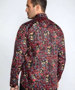 Claudio Lugli Mens Golden Skull Roses Shirt Black