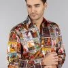 Claudio Lugli Mens Movie Posters Shirt Multi New In