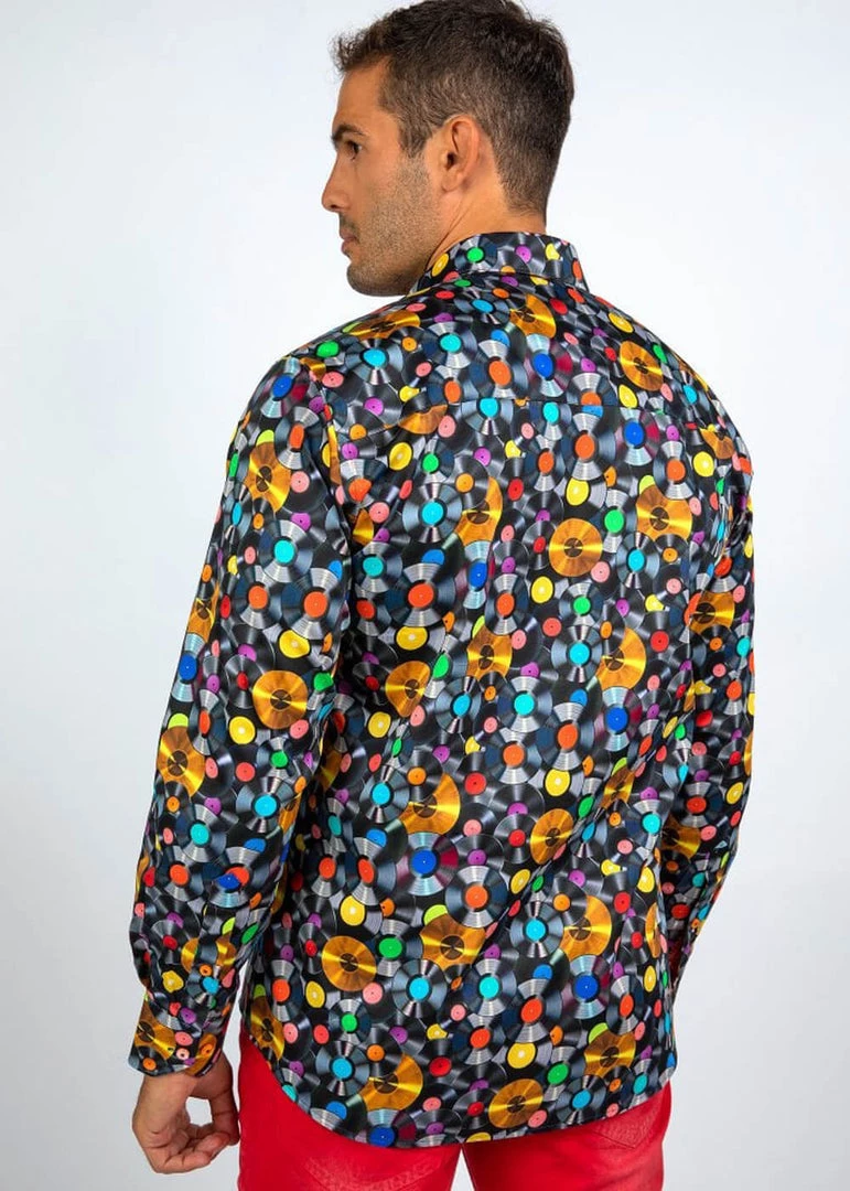 Claudio Lugli Mens Records Shirt Black New In