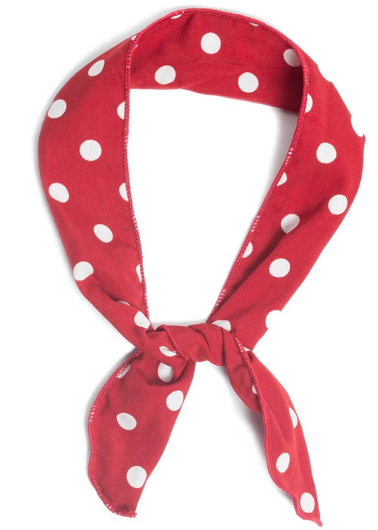 Collectif Polkadot 50's Bandana With Wire Red White New In