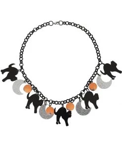 New In Collectif Lola Scaredy Cat Halloween Necklace Multi
