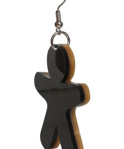 New In Collectif Gingerbread Man Christmas Earrings Brown