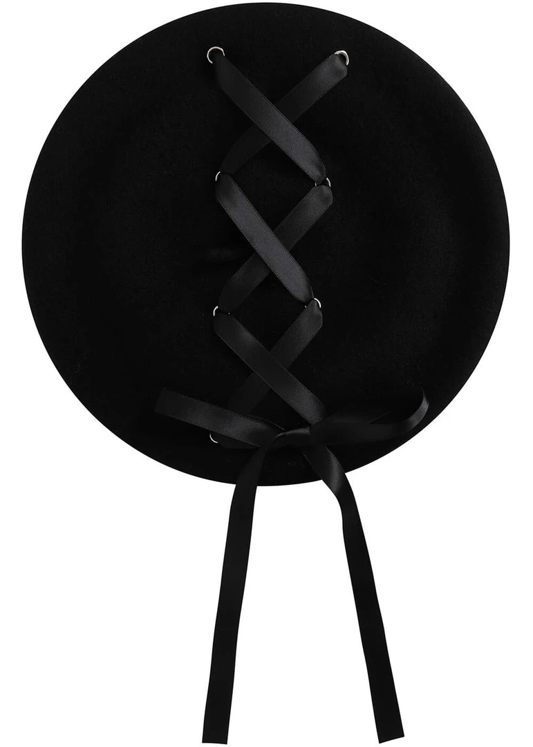 New In Collectif Suzette Ribbon 50's Beret Black