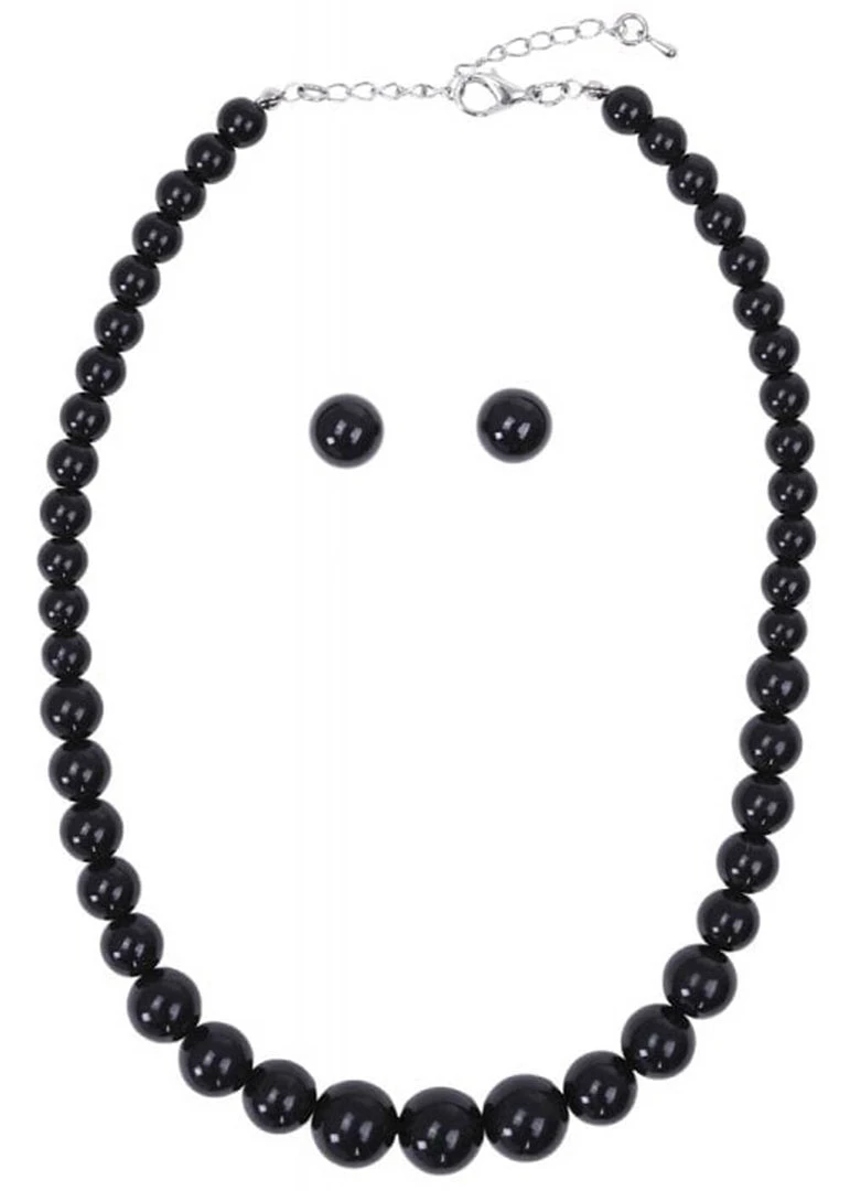 Collectif Natalie Bead Set Necklace Earrings Black