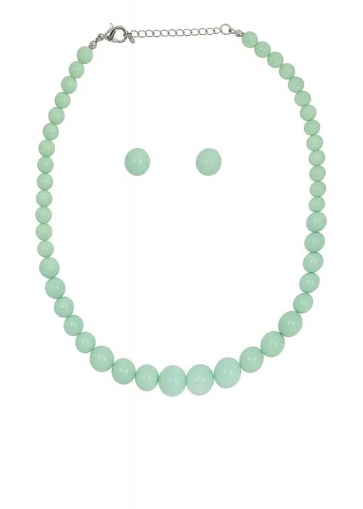 New In Collectif Natalie Bead Set Necklace And Earrings Mint