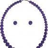 New In Collectif Natalie Bead Set Necklace Earrings Violet