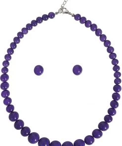 New In Collectif Natalie Bead Set Necklace Earrings Violet