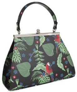 Collectif Tonya Parrot Paradise 50's Handbag Black New In