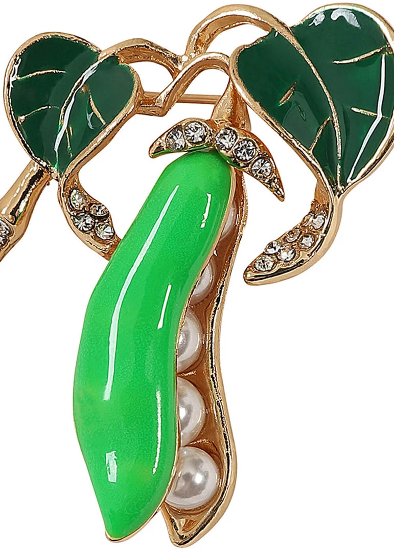 New In Collectif Peas In The Pod Brooch Green