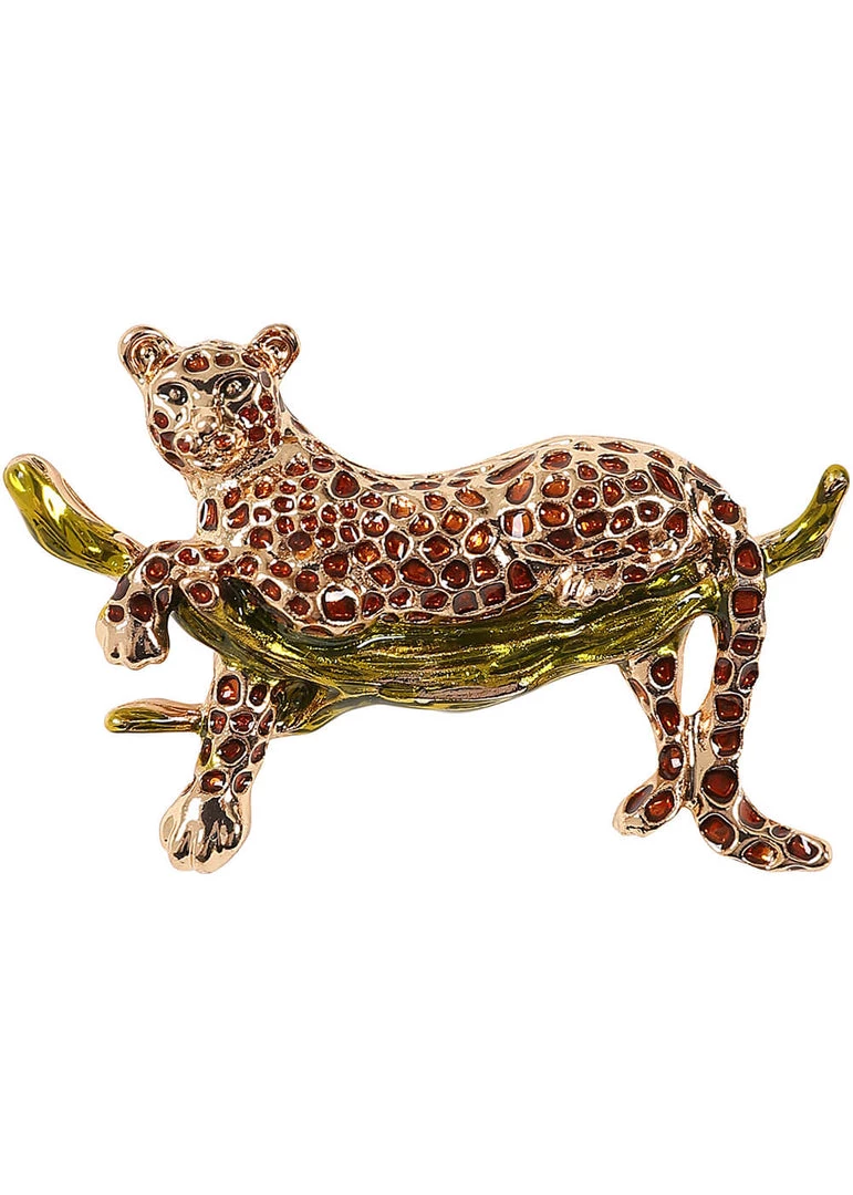 Collectif Watching Leopard Brooch Brown