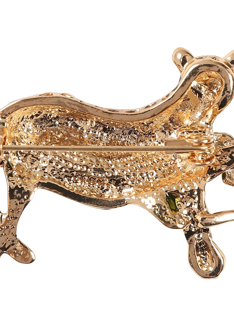 Collectif Watching Leopard Brooch Brown