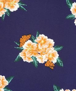 New In Collectif Spring Floral 40's Scarf Navy