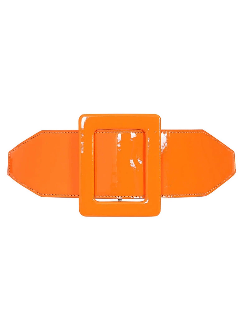 New In Collectif Tamiko Patent 60's Belt Orange