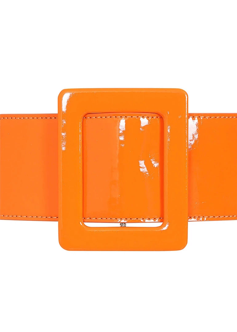 New In Collectif Tamiko Patent 60's Belt Orange