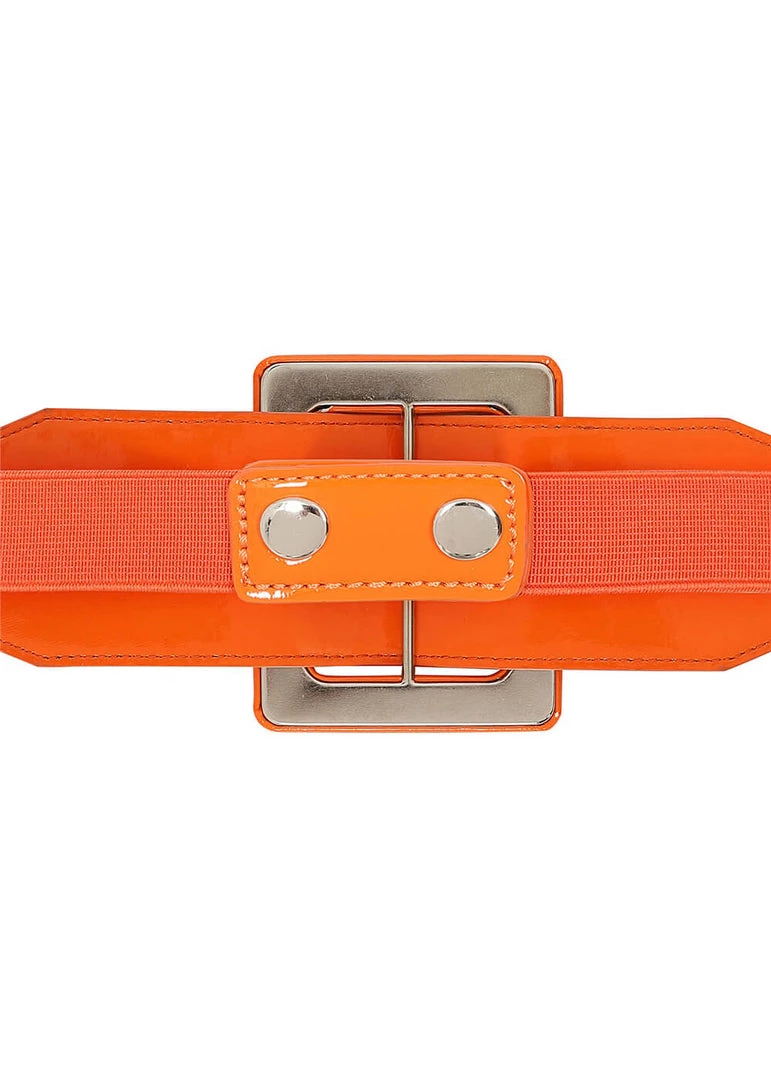 New In Collectif Tamiko Patent 60's Belt Orange