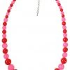 Collectif Natalie Two Tone 60's Necklace Red Pink New In