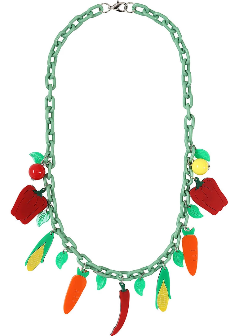 Collectif Vegetable Parade 50's Necklace Multi New In