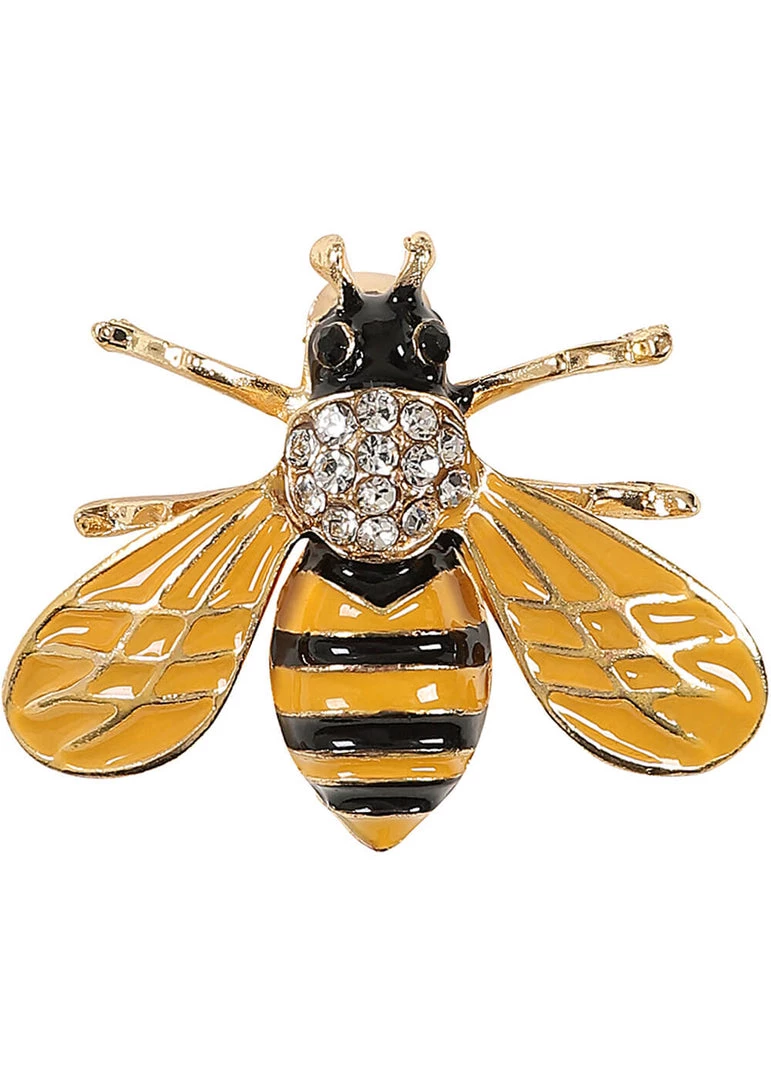 Collectif Yla The Bee Brooch Black Yellow New In