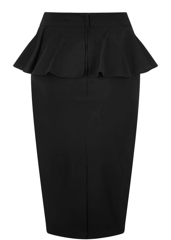 Collectif Pepper Peplum 50's Pencil Skirt Black New In