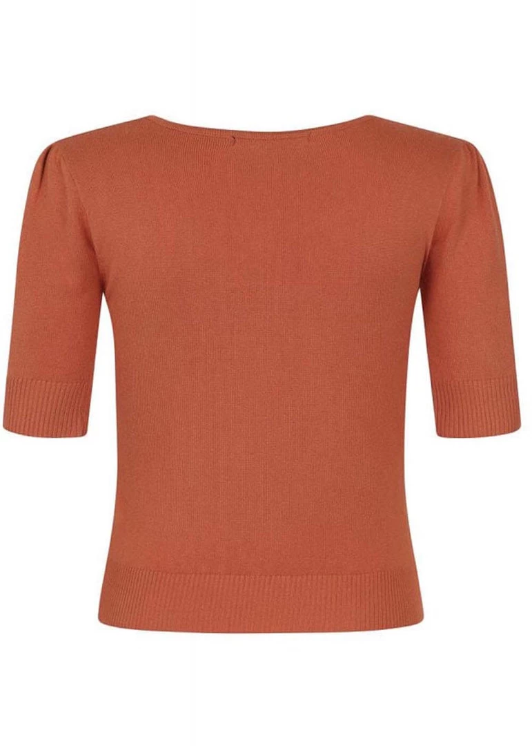 New In Collectif Chrissie Knitted 60's Plain Top Orange