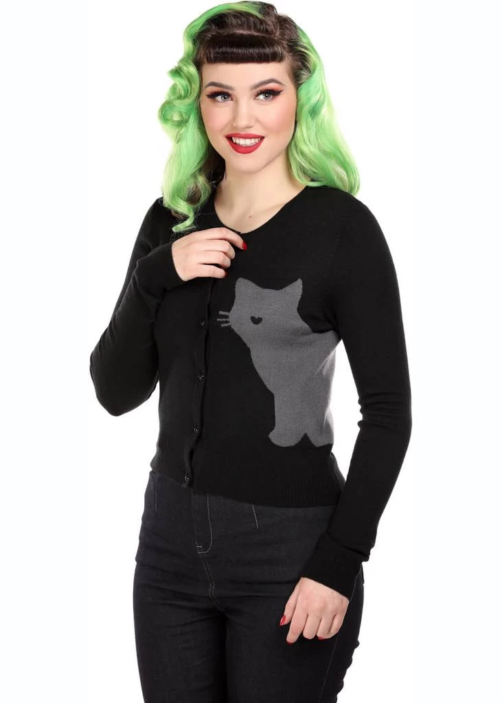 Collectif Jessie Midnight Cat 50's Cardigan Black