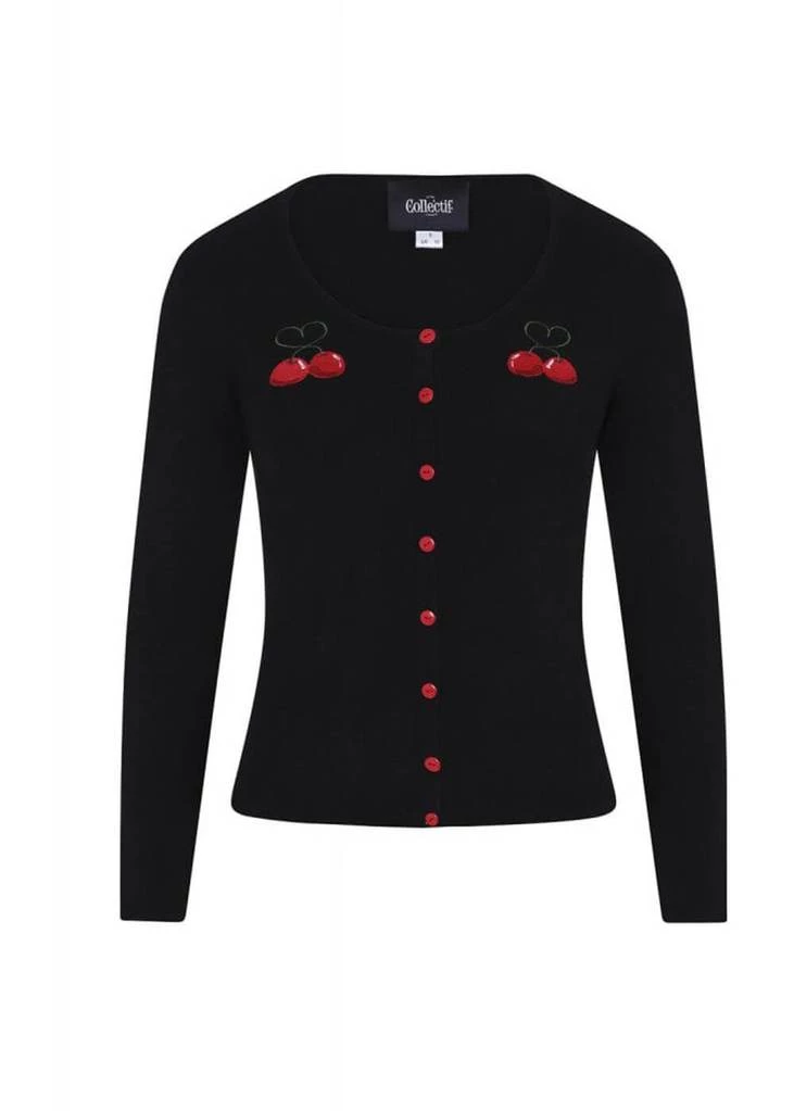 Collectif Jo Cherry Love 50's Cardigan Black New In