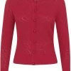 New In Collectif Leah Vintage Leaves 40's Cardigan Burgundy Red