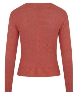 Collectif Leah Vintage Leaves 60's Cardigan Orange Colour New In