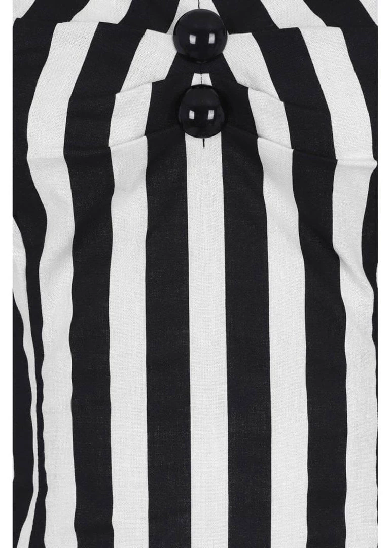New In Collectif Dolores Striped 50's Top Black White