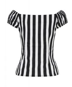 New In Collectif Dolores Striped 50's Top Black White