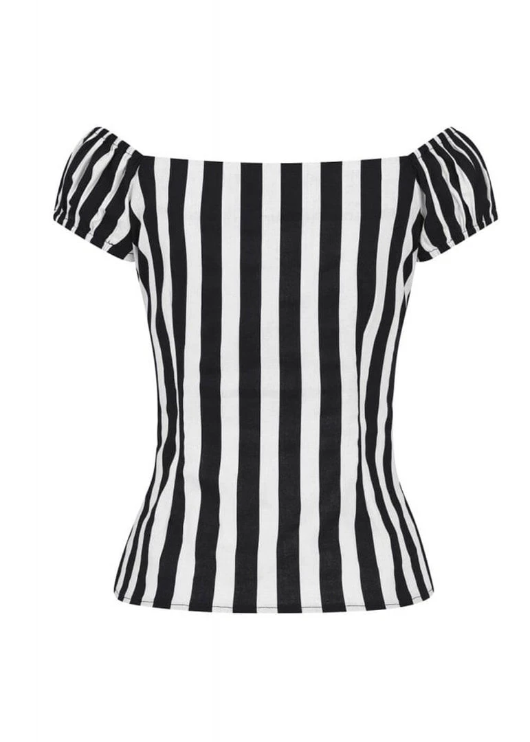 New In Collectif Dolores Striped 50's Top Black White