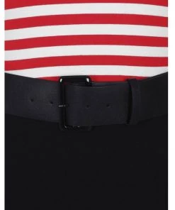 Collectif Manuela Striped 60's Pencil Dress Black Red