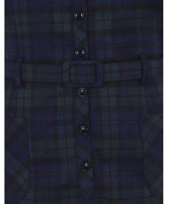 Collectif Caterina Blackwatch Check 40's Pencil Dress Multi