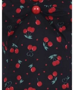Collectif Dolores Cherry Love 50's Pencil Dress Black