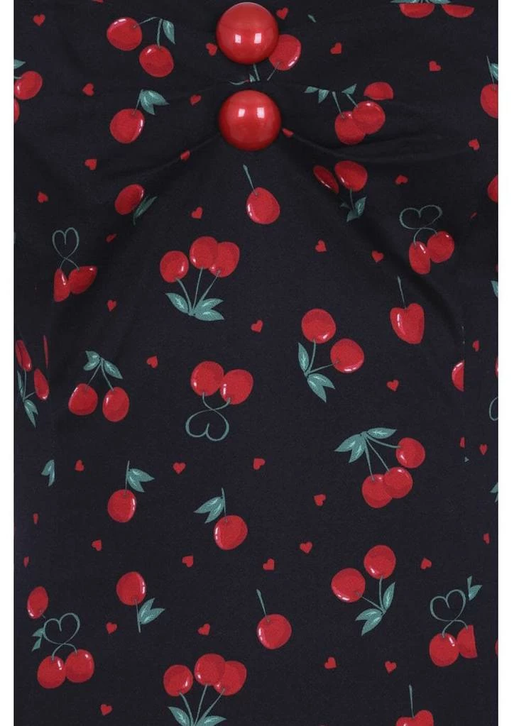 Collectif Dolores Cherry Love 50's Pencil Dress Black