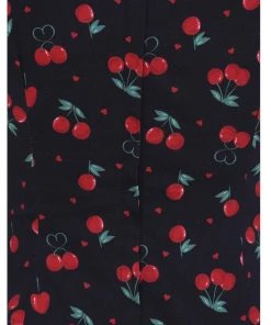 Collectif Dolores Cherry Love 50's Pencil Dress Black