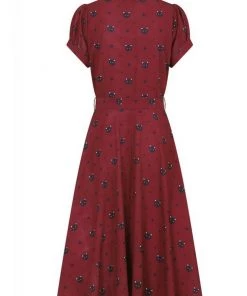 Collectif Mary Grace Polkadot Meow 40's Swing Dress Red