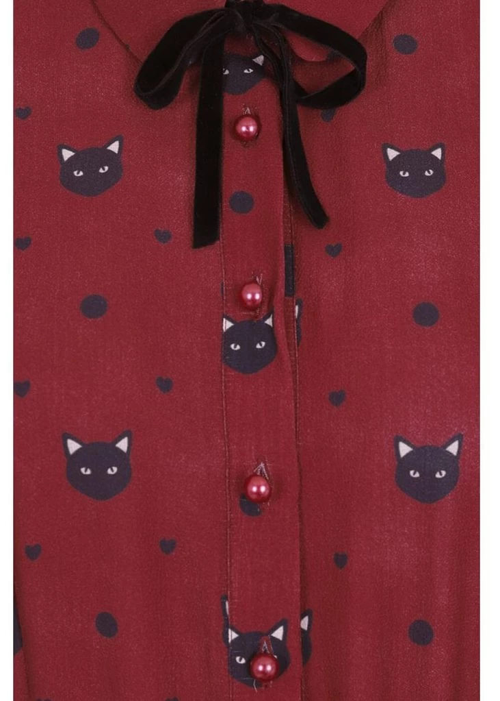 Collectif Mary Grace Polkadot Meow 40's Swing Dress Red