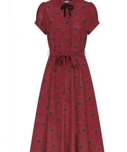 Collectif Mary Grace Polkadot Meow 40's Swing Dress Red