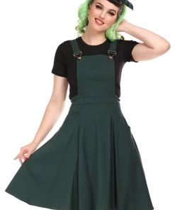 Collectif Kayden 40's Overalls Swing Dress Green New In