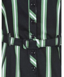 New In Collectif Caterina Witch Stripes 50's Swing Dress Black