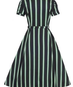 New In Collectif Caterina Witch Stripes 50's Swing Dress Black