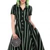 New In Collectif Caterina Witch Stripes 50's Swing Dress Black