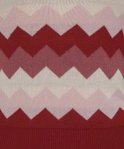 Collectif Machi Zig Zag Knitted 70's Top Red New In