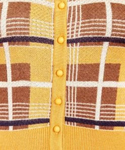 Collectif Lucy Moonhill Check 50's Cardigan Mustard