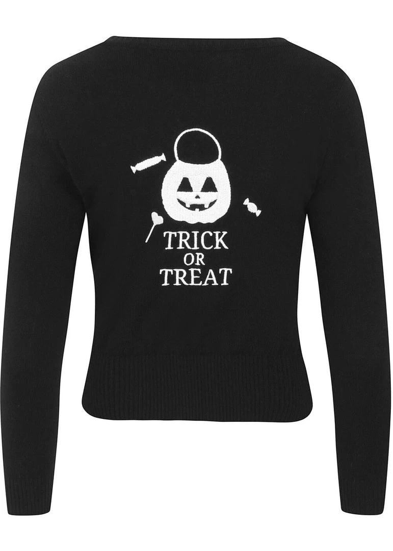 Collectif Abigail Trick Or Treat 50's Cardigan Black New In