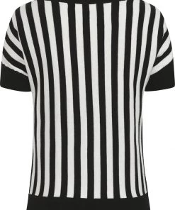 Collectif Joy Beetle Stripe Knitted 60's Top Black White